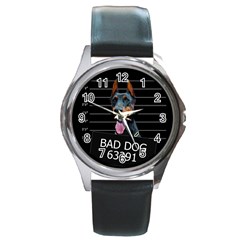 Bad Dog Round Metal Watch by Valentinaart