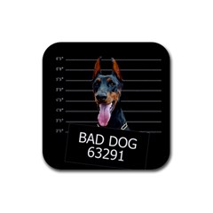 Bad Dog Rubber Coaster (square)  by Valentinaart