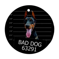 Bad Dog Round Ornament (two Sides) by Valentinaart