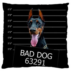 Bad Dog Large Cushion Case (two Sides) by Valentinaart