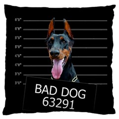 Bad Dog Large Flano Cushion Case (two Sides) by Valentinaart