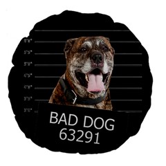 Bad Dog Large 18  Premium Flano Round Cushions by Valentinaart