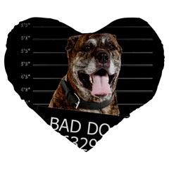 Bad Dog Large 19  Premium Flano Heart Shape Cushions by Valentinaart