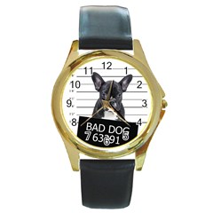 Bad dog Round Gold Metal Watch