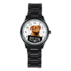 Bad Dog Stainless Steel Round Watch by Valentinaart