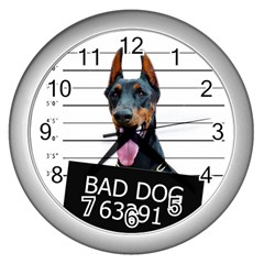 Bad dog Wall Clocks (Silver) 