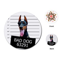 Bad dog Playing Cards (Round) 