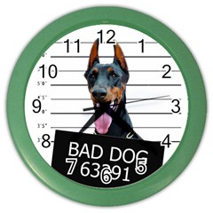 Bad Dog Color Wall Clocks by Valentinaart