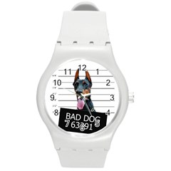 Bad Dog Round Plastic Sport Watch (m) by Valentinaart