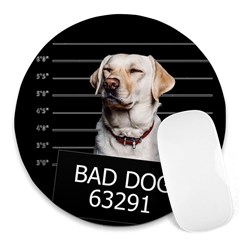 Bad Dog Round Mousepads by Valentinaart