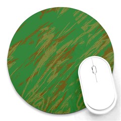 Brown Green Texture             Round Mousepad by LalyLauraFLM