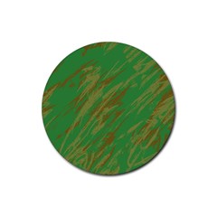 Brown Green Texture             Rubber Coaster (round) by LalyLauraFLM