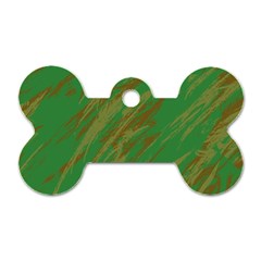 Brown Green Texture             Dog Tag Bone (one Side) by LalyLauraFLM