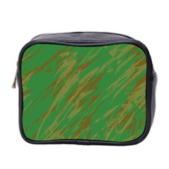 Brown Green Texture             Mini Toiletries Bag (two Sides) by LalyLauraFLM