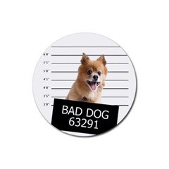 Bad Dog Rubber Coaster (round)  by Valentinaart