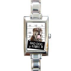 Bad Dog Rectangle Italian Charm Watch by Valentinaart