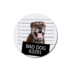 Bad Dog Rubber Coaster (round)  by Valentinaart