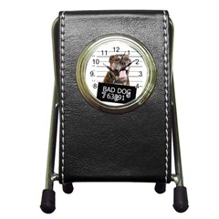 Bad Dog Pen Holder Desk Clocks by Valentinaart