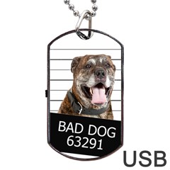 Bad Dog Dog Tag Usb Flash (two Sides) by Valentinaart