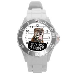 Bad Dog Round Plastic Sport Watch (l) by Valentinaart