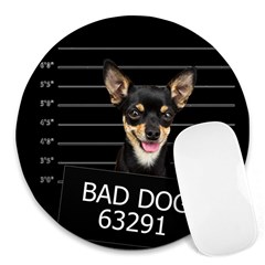 Bad Dog Round Mousepads by Valentinaart