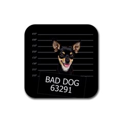 Bad Dog Rubber Square Coaster (4 Pack)  by Valentinaart