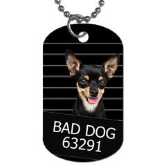 Bad Dog Dog Tag (one Side) by Valentinaart