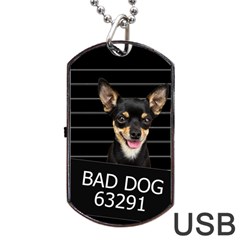 Bad Dog Dog Tag Usb Flash (two Sides) by Valentinaart