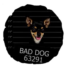 Bad Dog Large 18  Premium Round Cushions by Valentinaart