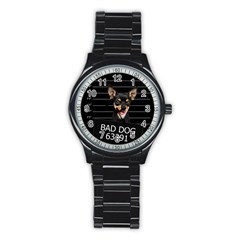 Bad Dog Stainless Steel Round Watch by Valentinaart