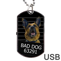 Bad Dog Dog Tag Usb Flash (two Sides) by Valentinaart