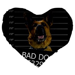 Bad Dog Large 19  Premium Flano Heart Shape Cushions by Valentinaart