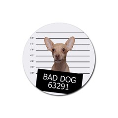 Bad Dog Rubber Coaster (round)  by Valentinaart