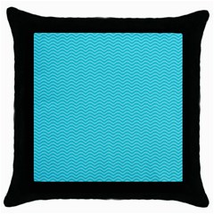 Blue Waves Pattern  Throw Pillow Case (black) by TastefulDesigns