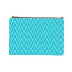 Blue Waves Pattern  Cosmetic Bag (large)  by TastefulDesigns