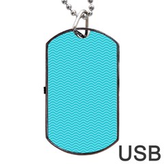 Blue Waves Pattern  Dog Tag Usb Flash (one Side) by TastefulDesigns