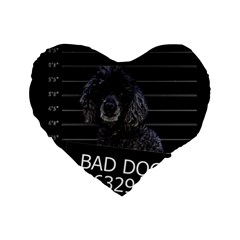 Bad Dog Standard 16  Premium Flano Heart Shape Cushions by Valentinaart