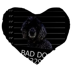 Bad Dog Large 19  Premium Flano Heart Shape Cushions by Valentinaart