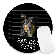 Bad Dog Round Mousepads by Valentinaart