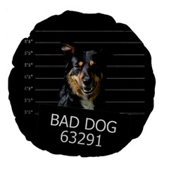 Bad Dog Large 18  Premium Flano Round Cushions by Valentinaart