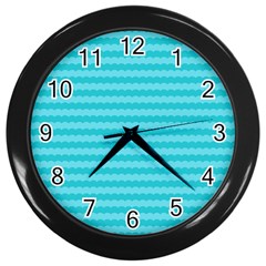 Abstract Blue Waves Pattern Wall Clocks (black) by TastefulDesigns