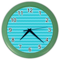 Abstract Blue Waves Pattern Color Wall Clocks by TastefulDesigns