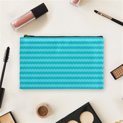 Abstract Blue Waves Pattern Cosmetic Bag (medium)  by TastefulDesigns