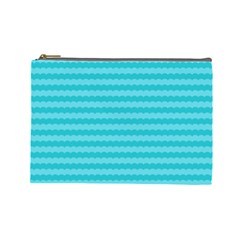 Abstract Blue Waves Pattern Cosmetic Bag (large)  by TastefulDesigns