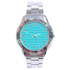 Abstract Blue Waves Pattern Stainless Steel Analogue Watch by TastefulDesigns