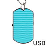 Abstract blue waves pattern Dog Tag USB Flash (One Side) Front