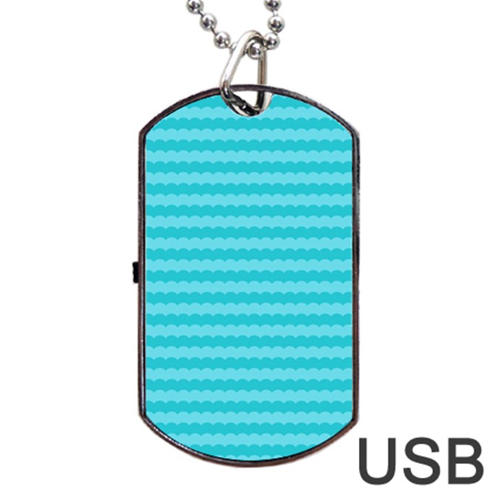 Abstract blue waves pattern Dog Tag USB Flash (Two Sides)