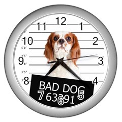 Bad Dog Wall Clocks (silver)  by Valentinaart