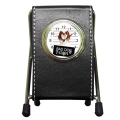 Bad Dog Pen Holder Desk Clocks by Valentinaart