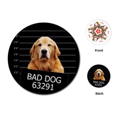 Bad Dog Playing Cards (round)  by Valentinaart